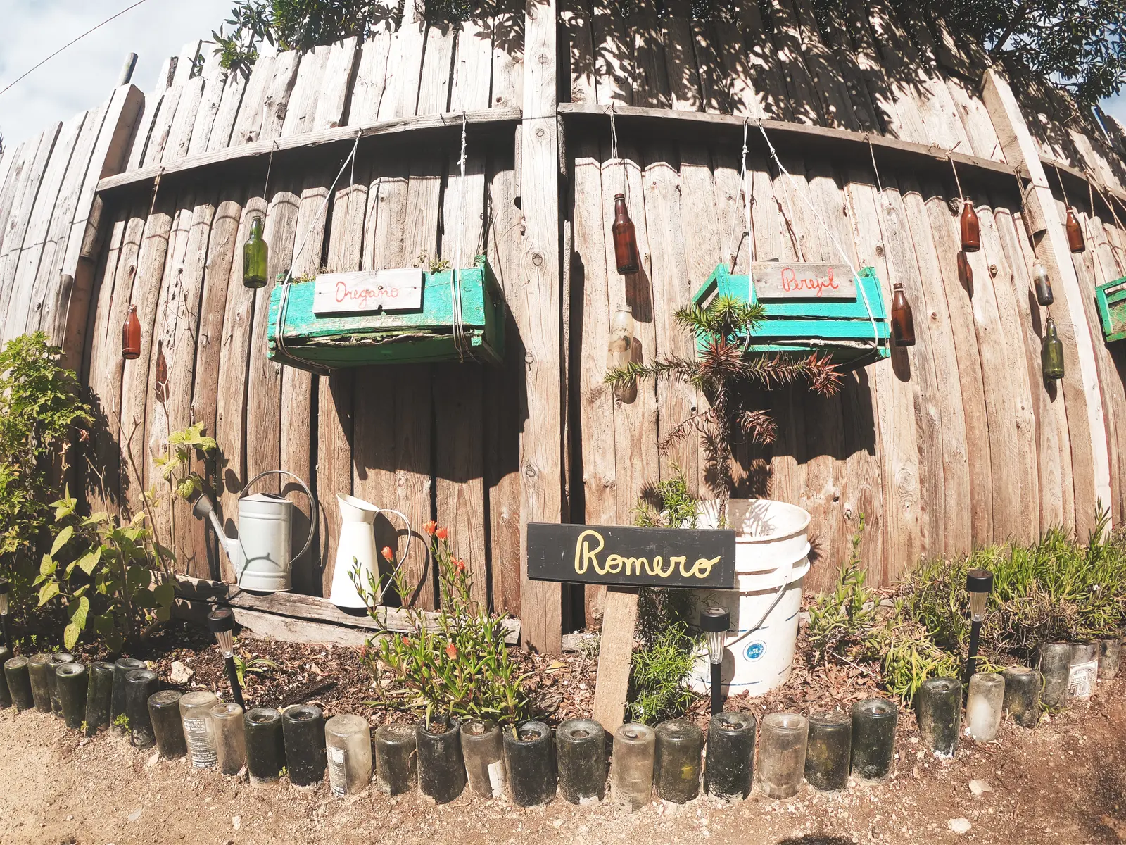 Patio de Los Rukos con sus alojamientos y vegetación